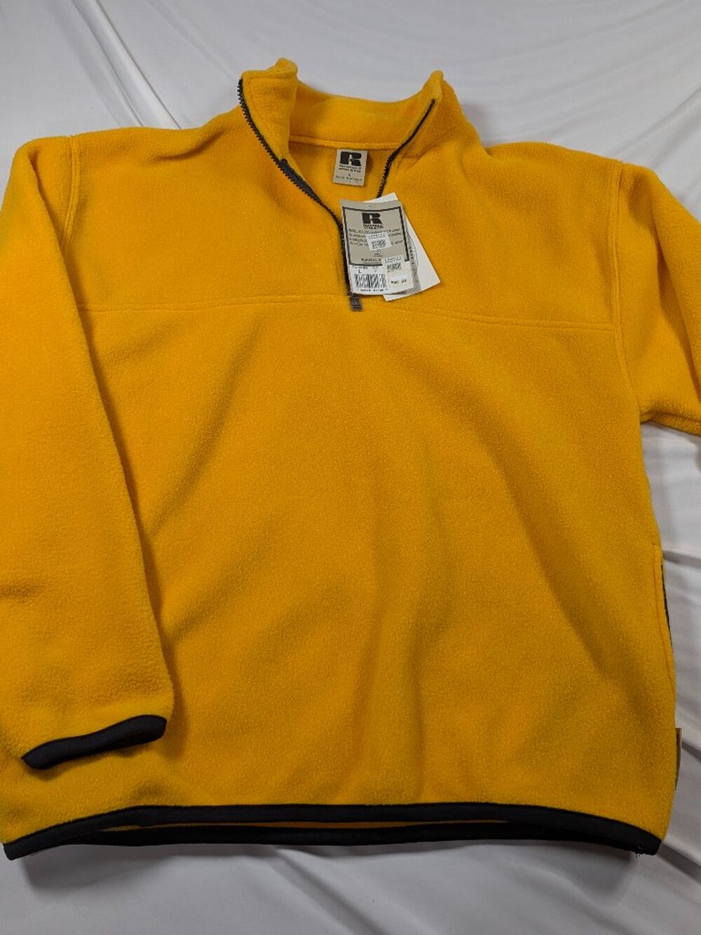 Vintage 90s Russell Athletic Polarfleece 1/4 Zip Pullover Jacket Gold Large NWT